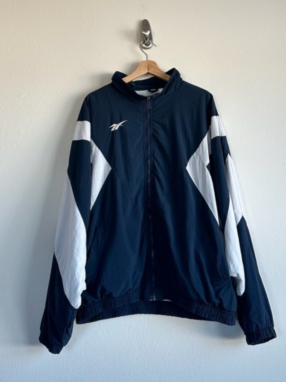 Vintage 90s Reebok Black & White Windbreaker Jacket - Men's XXL Men's XXL